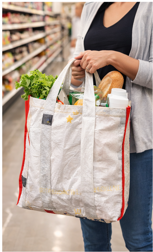 Individual Shopping Bag made of recycled Rice Bags
